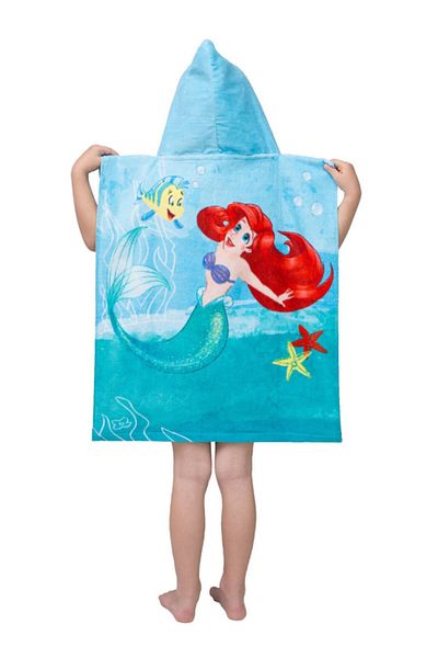 Ariel Prosop poncho pentru copii, 100% bumbac, 50x115 cm, albastru, Disney Princess Ariel