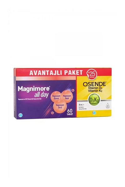 Tab İlaç Magnimore All Day 60 Tablets + Osende D3K2 20 ml Drops