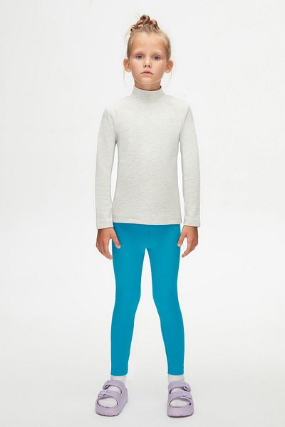 LOVETTI Light GrAy melAnge Girl's T-shirt - HAlf Turtleneck, Long Sleeve