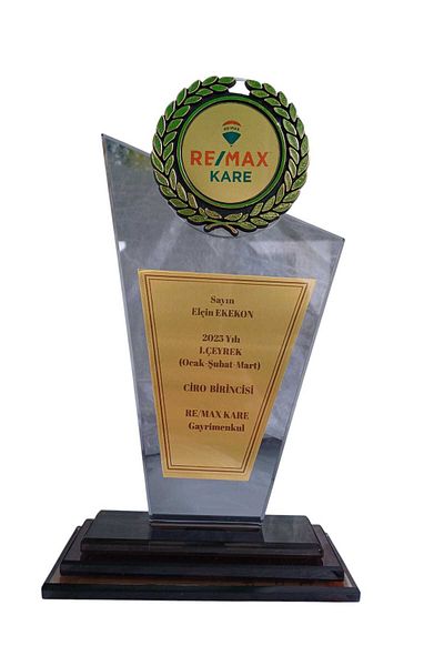 Özcan Tasarım Luxury Glass Plaque - Large Size Glass Plaque - Glass Plaque with Logo (Gold)