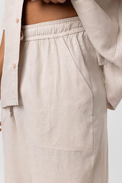 VAMOSCLO Baggy Linen Trousers Beige