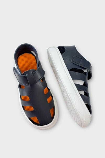 Liger Unisex Velcro Flexible Rubber Sole Orthopedic Children's Sports Sandals Dark Blue