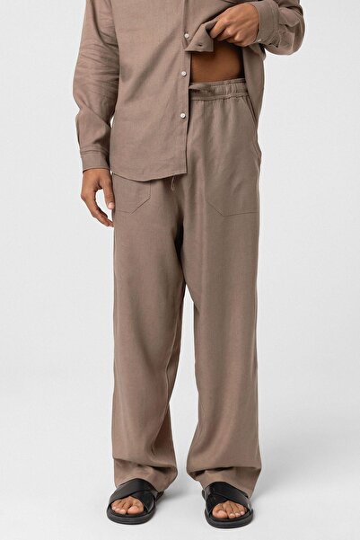 VAMOSCLO Baggy Linen Trousers Mink