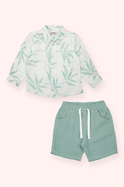 Panço Erkek Bebek Şortlu Yeşil 2'li Takım