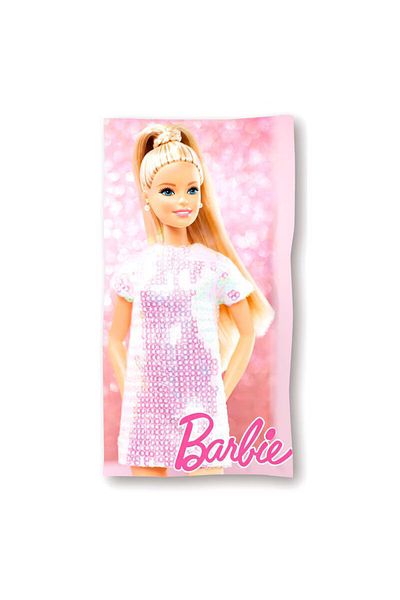 Barbie Prosop plaja pentru copii, microfibra, 70x140 cm, Roz, Barbie