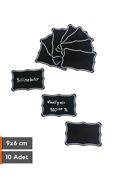 Şeffaf Etiket 10Pcs Erasable Black Label Decorative Blackboard Shaped Dessert Coffee Cafe Name Board 4
