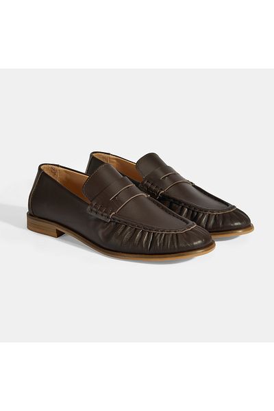 Desa Γυναικείο δερμάτινο slip-on καφέ loafer