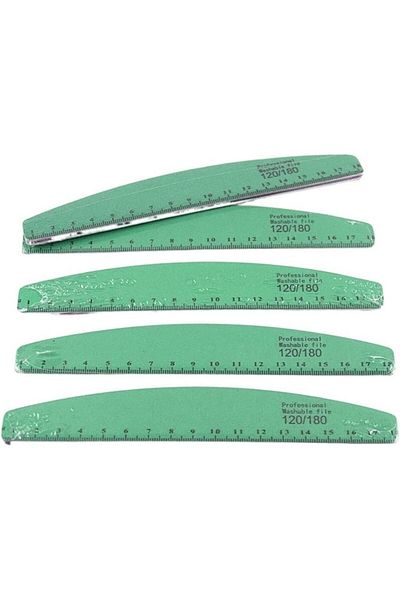 LA PERLA TECH 5 PICS Nail File with Ruler Scale 120/180 Sanding Nail Filer Polish Thick Sandpaper