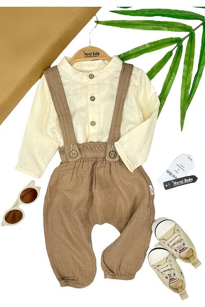 Murat Baby Baby Boy Muslin Fabric Shirt Salopet Suit