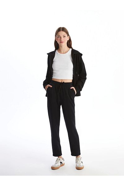 LC Waikiki LCW Vision BLACK Γυναικείο ίσιο φούτερ με ελαστική μέση