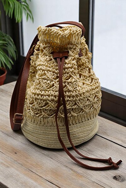 HFKY Бежева жіноча плетена сумка через плече HSR1182