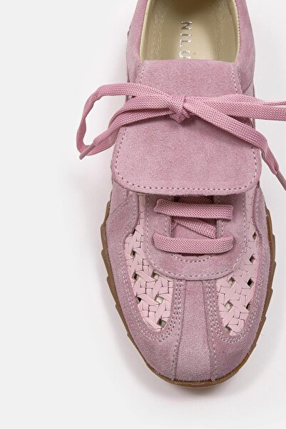 NILUFARR Minova Lila Hakiki Deri Kadın Sneaker
