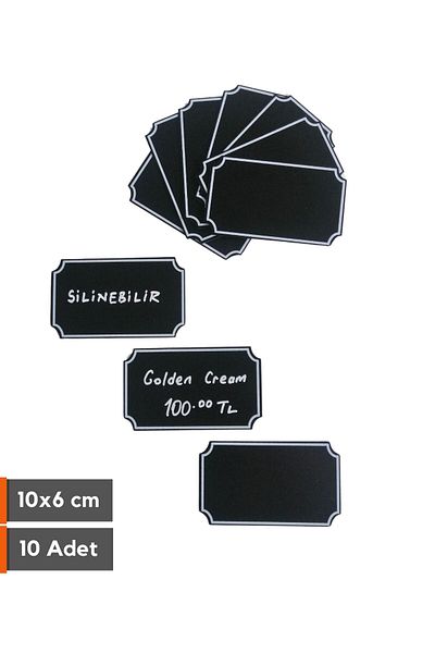 Şeffaf Etiket 10Pcs Erasable Black Label Decorative Blackboard Shaped Dessert Coffee Cafe Name Board 3