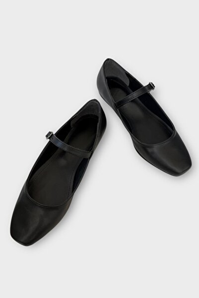 Liger Жіночі туфлі-балетки з ремінцем на талії ЧОРНІ