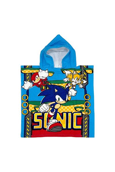 Sonic Prosop tip poncho pentru copii, microfibra, 50x100 cm, multicolor, Team, Sonic