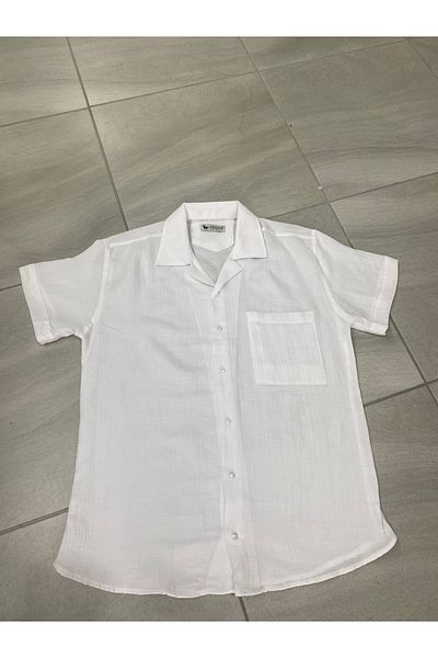SİNANSPOR Linen Fabric Pocket Relaxed Short Sleeve Summer Men's Shirt