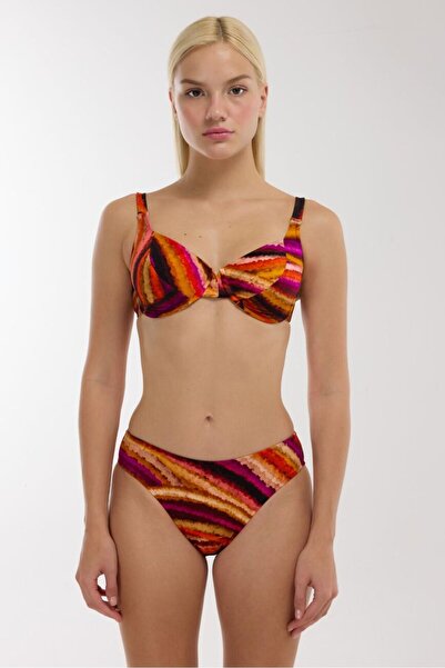 AYYILDIZ 5646 Помаранчевий бікіні-комплект з фіолетовим візерунком