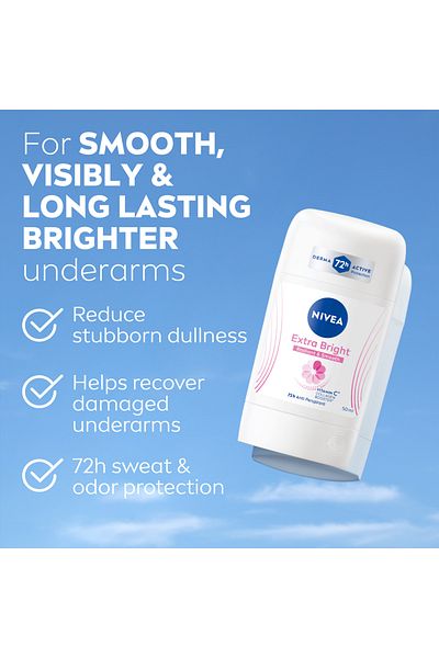 NIVEA NIVEA Extra Bright Radiant & Smooth, Vitamin C, 72h Antiperspirant for Women, Stick 50ml