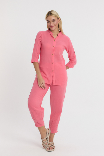 TCT TEKSTİL Suit - Muslin Collar Shirt and Paradise Pants Suit - 1010-2030