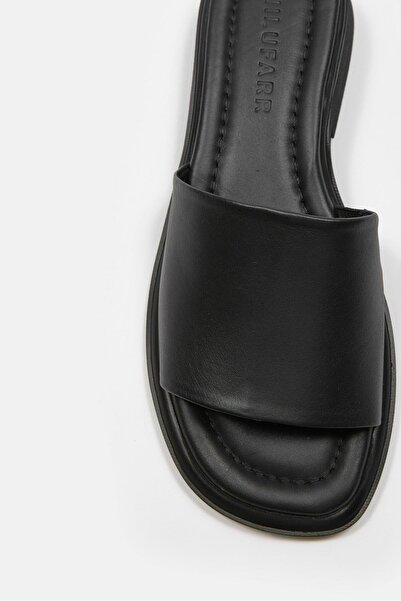 NILUFARR Nuno Чорні жіночі тапочки з натуральної шкіри