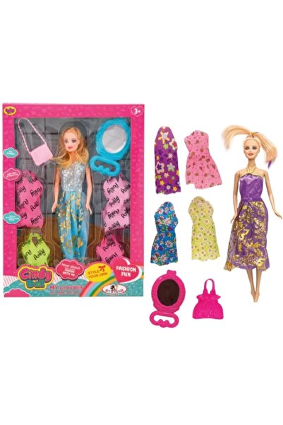 toysclub CINDY DOLL 4 YEDEK ELBİSELİ BEBEK