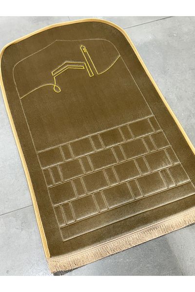 AYHANHOME Minimal Kaaba Patterned Orthopedic Knee Pain-Free Sponge Gift Dowry Purse Fringed Bag Prayer Rug