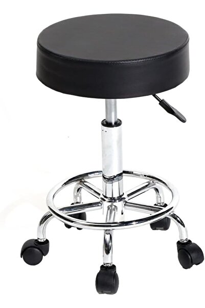 LA PERLA TECH كرسي دائري دوار مصنوع من جلد البولي يوريثان قابل للتعديل الارتفاع، مناسب للعمل في صالونات التجميل والسبا