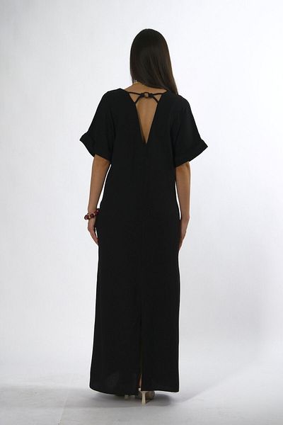 ABBRA Women's V-Neck Back Slit Dress