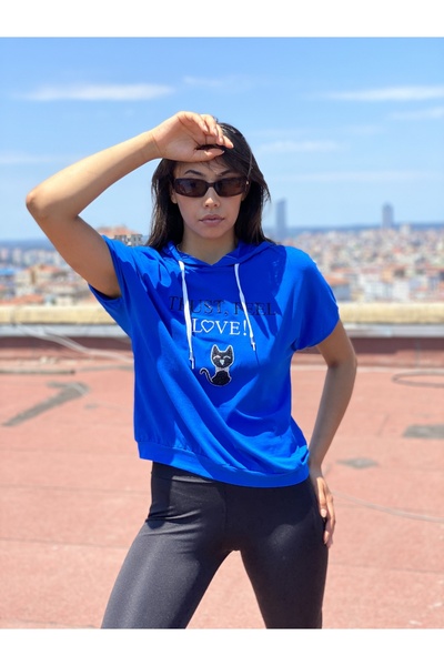ayakuydur Jerry Blue Hooded T-Shirt - Women