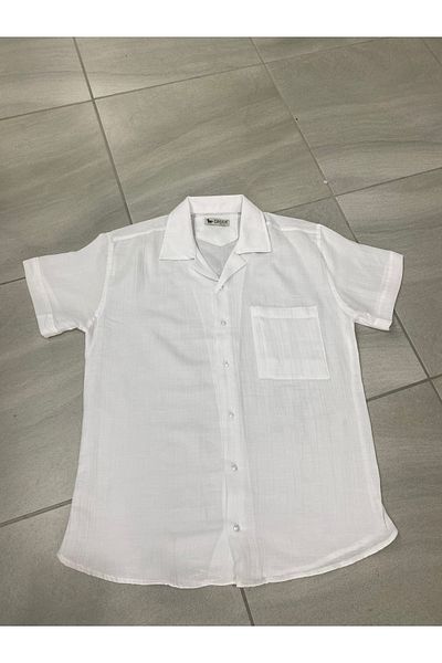 SİNANSPOR Linen Fabric Pocket Relaxed Short Sleeve Summer Men's Shirt