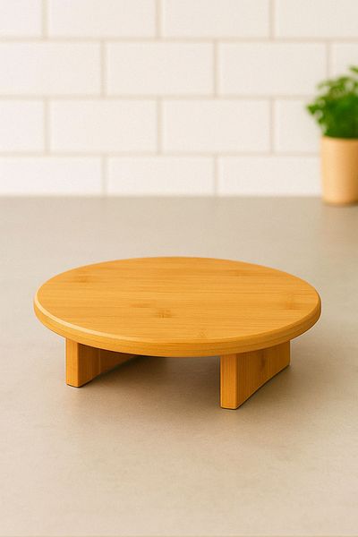 DolphFin Wooden Leg Presentation Stand Elegant and Useful Natural Round Presentation Stand