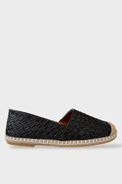 Liger Women's Espadrille Patterned Ballerina Shoes Black