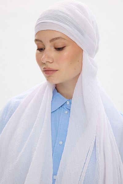 FENZA SCARF شال قطن موسلين - أبيض