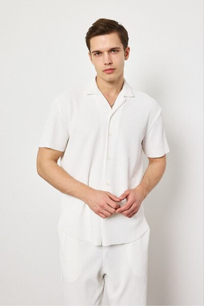 SUN STYLE Апаш Яка Короткий Рукав Жаккардова Тканина Фетрова Oversize Сорочка