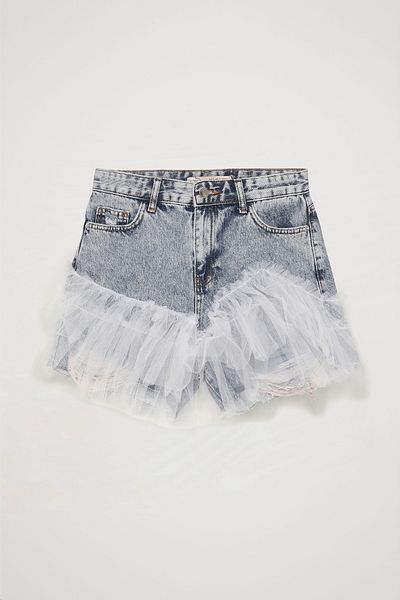 Quzu Tulle Detailed Mini Shorts