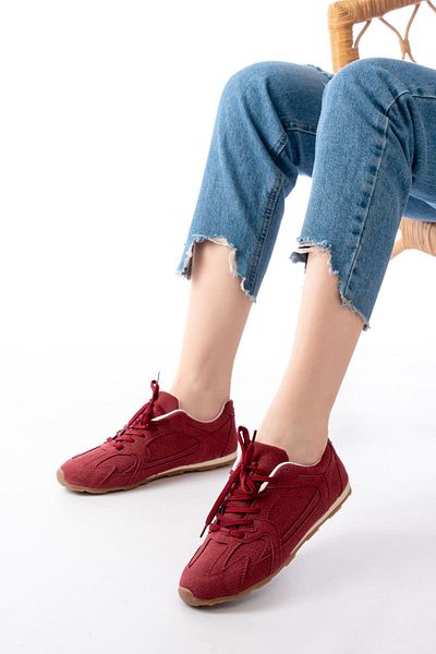Aymood Rs-01 Burgundy Suede Thin Sole Casual Sneakers