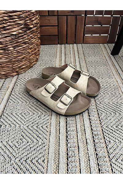 Behtah Kundura Παντόφλες μοντέλου Comfort με ορθοπεδική σόλα από φελλό Unisex με διπλή πόρπη Καθημερινές άνετες παντόφλες εσωτερικού χώρου