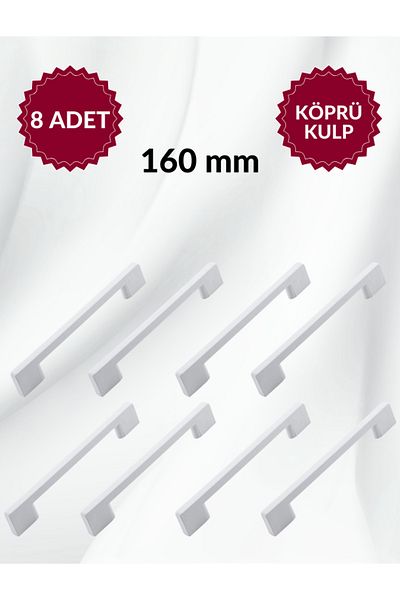 MKLAKS Bridge Plastic 160 mm White Furniture Drawer 8 Pack – Durable and Stylish Design