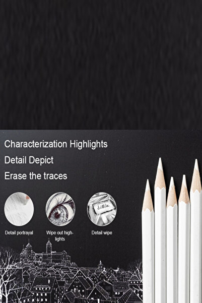 GLANCE Professional Black Pencil,Highlight Pen for Sketching, White Acetate Lead Pen, Fine Art Supplies