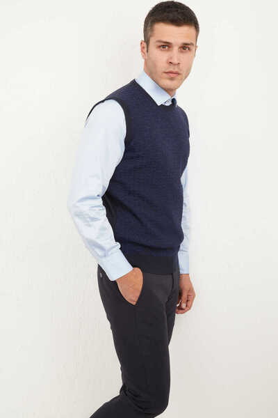 Voltaj Giant Велосипедний комір Чоловічий трикотажний светр Індіго