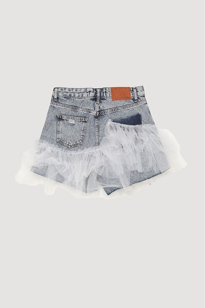 Quzu Tulle Detailed Mini Shorts