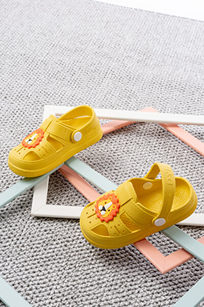 LexasUs Günlük Sarı Ortopedik Kaydırmaz Tabanlı Hayvan Figürlü Çocuk Sandalet Terlik