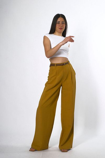 ABBRA Women's Belted Palazzo Trousers