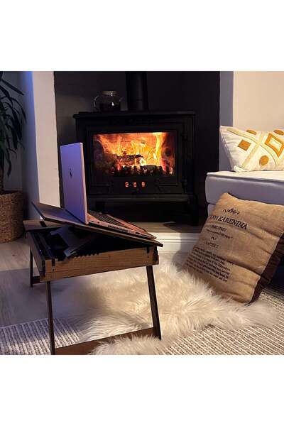 Vigo Wood Ρυθμιζόμενη βάση φορητού υπολογιστή με πτυσσόμενα πόδια Τραπέζι εργασίας υπολογιστή με θήκη τηλεφώνου