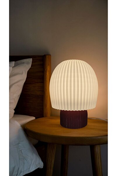 decory Vera Modern Tasarım Bordo Gövde Abajur kendinden ledli 3 farklı ışık t...