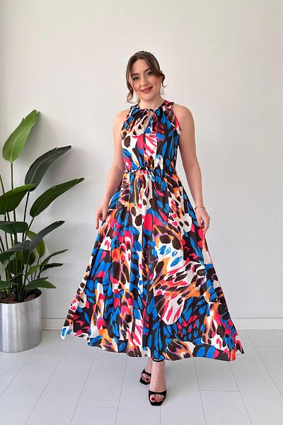 MaziButik Rochie colorată cu Halter Colorată