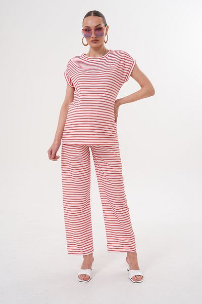 Miss Dünya Lissa Pregnant and Maternity Waist Adjustable Striped Bottom-Top Set