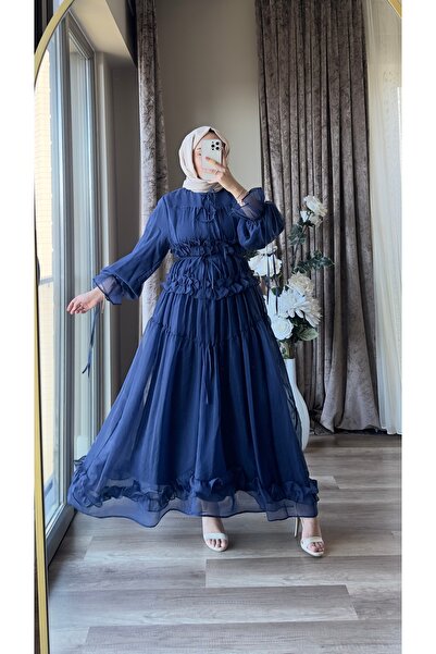 MISEY BOUTIQUE FIRFIR DETAYLI ŞİFON ABİYE ELBİSE