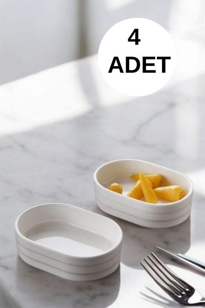 İLİVA Set of 4 11 cm Porcelain Jam Bowl Sauce Bowl Snack Bowl