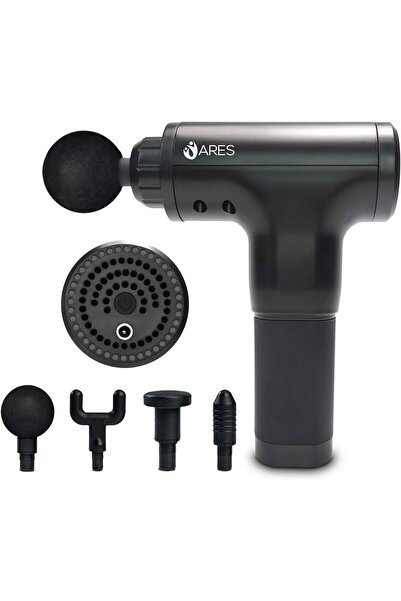 ARES جهاز تدليك يدوي للعضلات | 6 سرعات | 4 رؤوس قابلة للفصل | 2000 مللي أمبير/ساعة | 2800-3800 دورة في الدقيقة